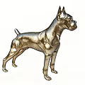 Silver Boxer Dog Sculpture Decorative Ornament Metallic Standing Pose Home Decor