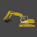 Yellow Tracked Excavators Old And New Models With Heavy Duty Buckets