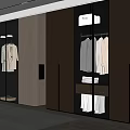 Modern Brown Wardrobe With Glass Doors Built-in Lighting And Hanging Rails