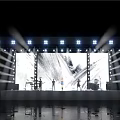 Fashion Runway Show with Bright Stage Lights Large Screen Models Live Band and Audience