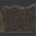 Ornate Wrought Iron Entrance Gate With Intricate Scrolls And Floral Patterns Design