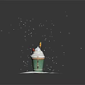 Christmas Hot Drink in Green Christmas Tree Design Cup With Whipped Cream Star Heart Decorations 3d model
