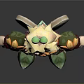 3D Cartoon Character Design With Sunflower Elements Yellow Hair Green Bow And Red Shorts