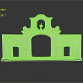Classical Pink Arched Entrance Gate With Symmetrical Decorations And Pedestal Base