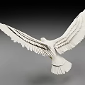Beautiful White Seagull Flying With Spread Wings On Gradient Gray Background 3d model