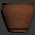 Red Ceramic Vase with Textured Surface and Round Mouth on Dark Background