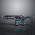 Modern Tactical Assault Rifle With Blue Accents And Futuristic Design Features