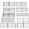 Various Decorative Fence Designs Including Diamond Patterns Vertical Bars and Grilles 3d model