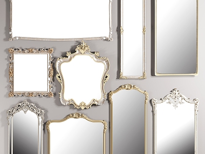 European-style carved mirror combination B2020 3d model