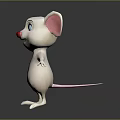 Cute 3D Cartoon Mouse Game Character With White Body Pink Ears Blue Eyes Red Nose