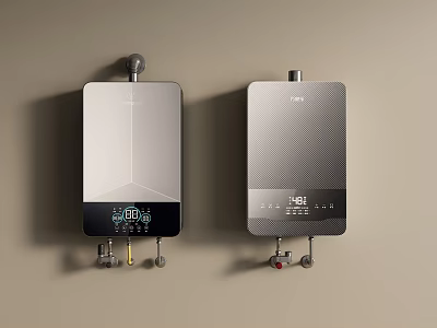 Modern Wall Mounted Water Heaters With Digital Display And Temperature Control 3d model
