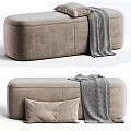 Modern Beige Sofa Bench With Soft Cushion Herringbone Blanket And Color Options 3d model