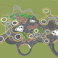 Modern Garden Landscape Design With Circular Pathways Green Lawns And Cherry Blossom Trees