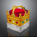 Pixel Style Clothing Accessories Storage Box With Golden Frame Red Pad And Colorful Jewels