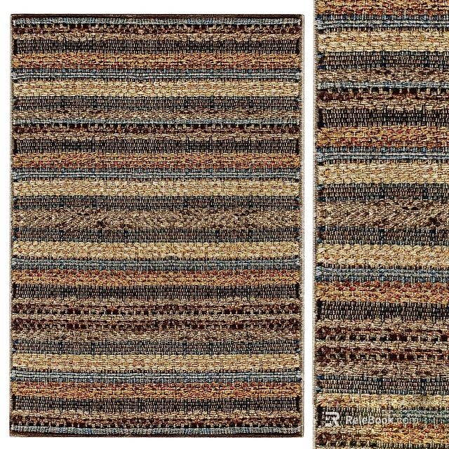 Square Rug Striped Pattern Brown Beige Blue Woven Texture Modern Design For Home Decor 3d model 
