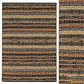 Square Rug Striped Pattern Brown Beige Blue Woven Texture Modern Design For Home Decor