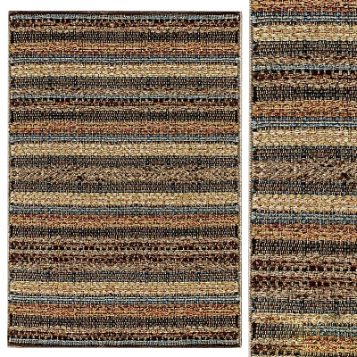 Square Rug Striped Pattern Brown Beige Blue Woven Texture Modern Design For Home Decor 3d model