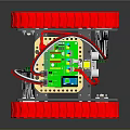 Red Tracked Robot With Green Circuit Board And Motor Components