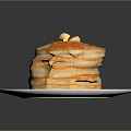 Fluffy Stack of Pancakes Topped with Butter on White Plate