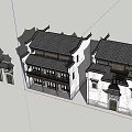 Ancient Chinese Architecture With Overhanging Eaves Black Tiled Roofs And White Walls