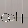Contemporary Pendant Lighting Design With Circular And Cylindrical Shapes Hanging On Metal Bar