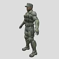 Game And Movie Character In Military Combat Armor With Green Cap And Tactical Gear
