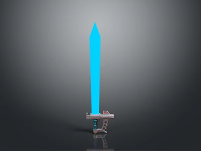 Futuristic Blue Glowing Sword With Metallic Hilt And Sleek Blade Design 3d model