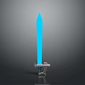 Futuristic Blue Glowing Sword With Metallic Hilt And Sleek Blade Design