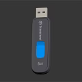 Transcend 8GB USB Flash Drive With Metal Casing And Blue Slider Design