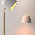 Modern Lighting Combination With Wooden Floor Lamp Bell Shaped Pendant And Warm Light