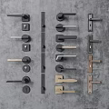 Stylish Modern Door Handles With Various Designs And Finishes On Gray Surface