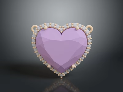 Heart Shaped Fashion Accessory With Purple Body Beaded Edge Decoration And Small Hooks 3d model