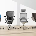 Modern Office Chairs Mesh Leather Adjustable with Headrest and Rolling Wheels 3d model