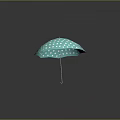 Stylish Turquoise Umbrella With White Polka Dots On Gray Background And Reflection