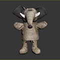 Cute Stuffed Elephant Toy With Brown Body Dark Ears White Tusks And Outstretched Arms