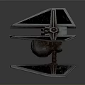 Sci Fi Fighter Model With Triangular Wings And Central Sphere Design 3d model