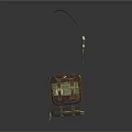 Camouflage Print Casual Shoulder Bag With Brown Leather Strap And Multiple Pockets