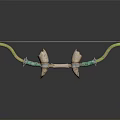 Traditional Decorative Bow Weapon Featuring Green Limbs Bone Like Ends And Metal Accents