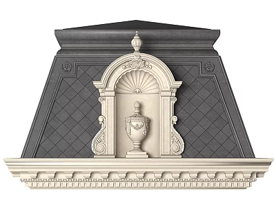 Classical Ornate Architectural Component With Arched Frame Urn Ornament And Diamond Pattern Background 3d model