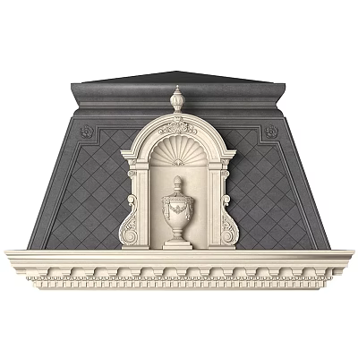 Classical Ornate Architectural Component With Arched Frame Urn Ornament And Diamond Pattern Background 3d model