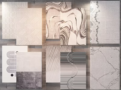 Square Rugs Featuring Various Modern Textured Patterns And Stylish Decorative Designs 3d model