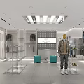 Bright Clothing Store Interior With Mannequins Clothes Racks And Modern Lighting