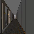 Modern Elevator Corridor Interior With Wooden Panels Gray Tones And Recessed Lights