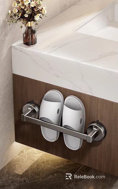 Modern Metal Hook Rack For Bathroom Wall Hanging White Slippers 3d model 