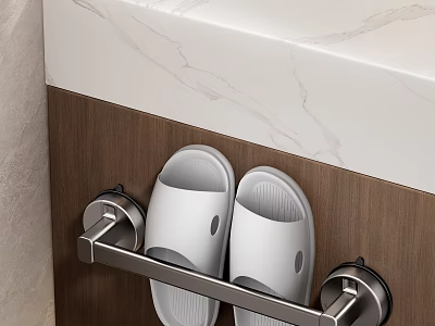 Modern Metal Hook Rack For Bathroom Wall Hanging White Slippers 3d model