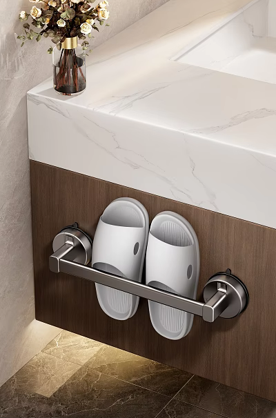 Modern Metal Hook Rack For Bathroom Wall Hanging White Slippers 3d model