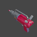 Futuristic Red And Gray Ray Gun With Metallic Barrel And Sleek Grip Design