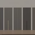 Minimalist Wardrobe Doors in Neutral Tones with Various Handle Designs on Light Wall Wooden Floor