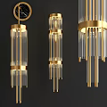 Elegant Modern Gold Frame Wall Lamps With Glass Strips For Interior Decoration