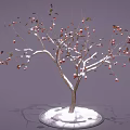 Red Fruits on Snow Covered Tree Branches with White Snow Accents and Fresh Berries
